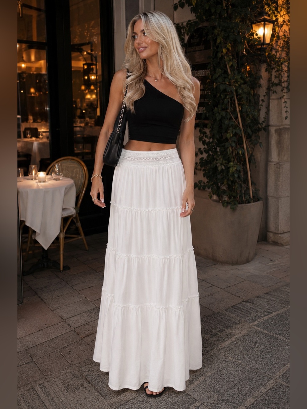 Sincerly Jules White Tiered Maxi Skirt - Flowy Boho Style